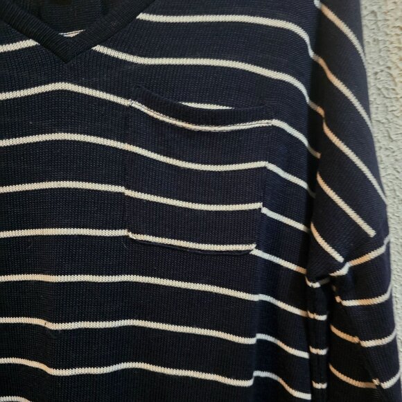 Merona Womens Striped Navy & White V-Neck Sweater XXL - Picture 4 of 7